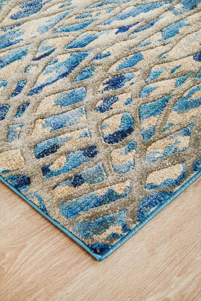 Dreamscape Ropes Modern Blue Runner Rug - Cozy Rugs Australia