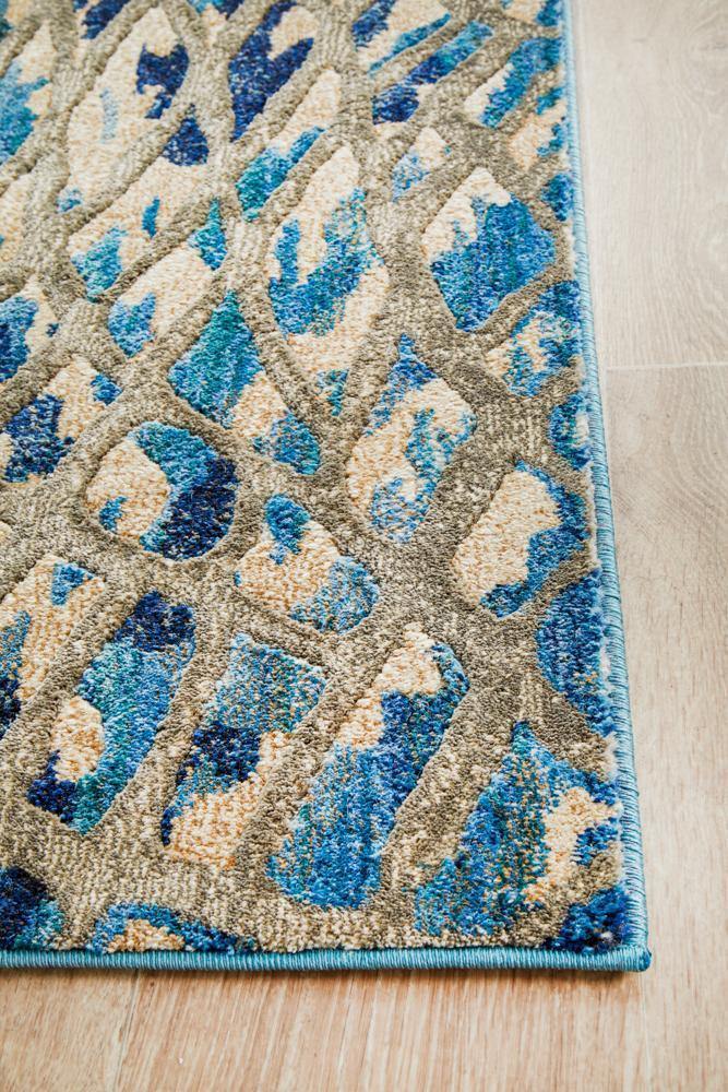 Dreamscape Ropes Modern Blue Runner Rug - Cozy Rugs Australia