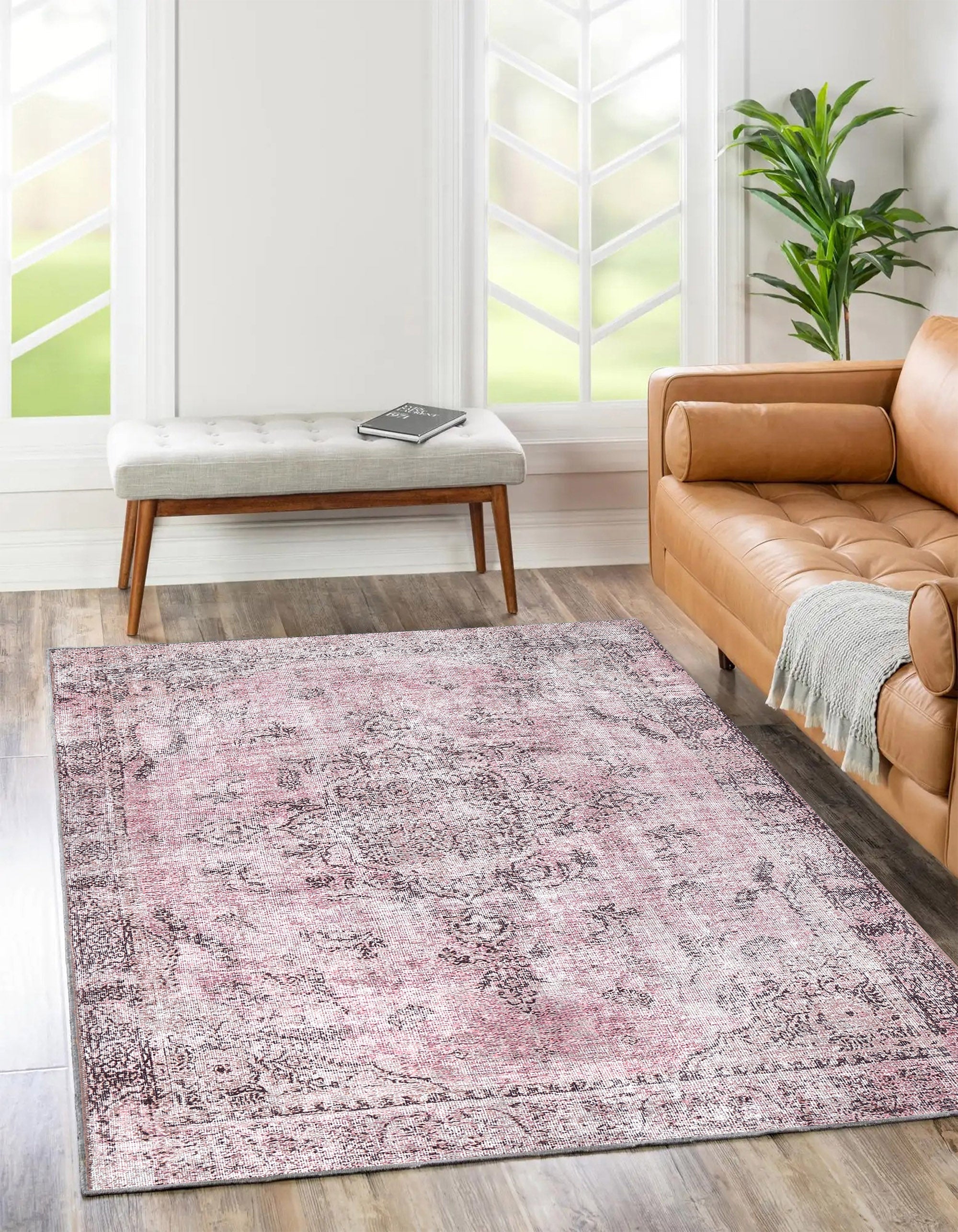 Germain Rose Rug in living room