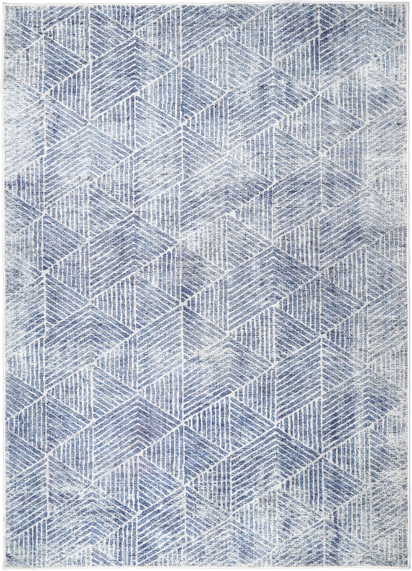 Greenport Geometric Design in Blue Rug