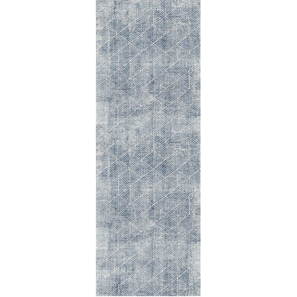 Greenport Geometric Design in Blue : Runner Rug