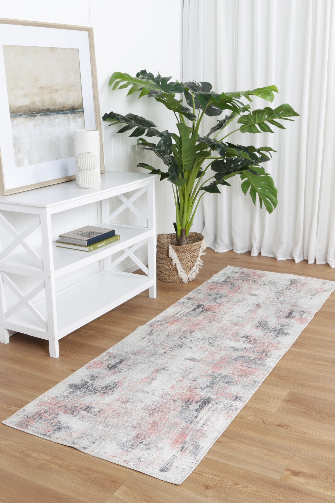 Abstract Celine Blush Runner on floor