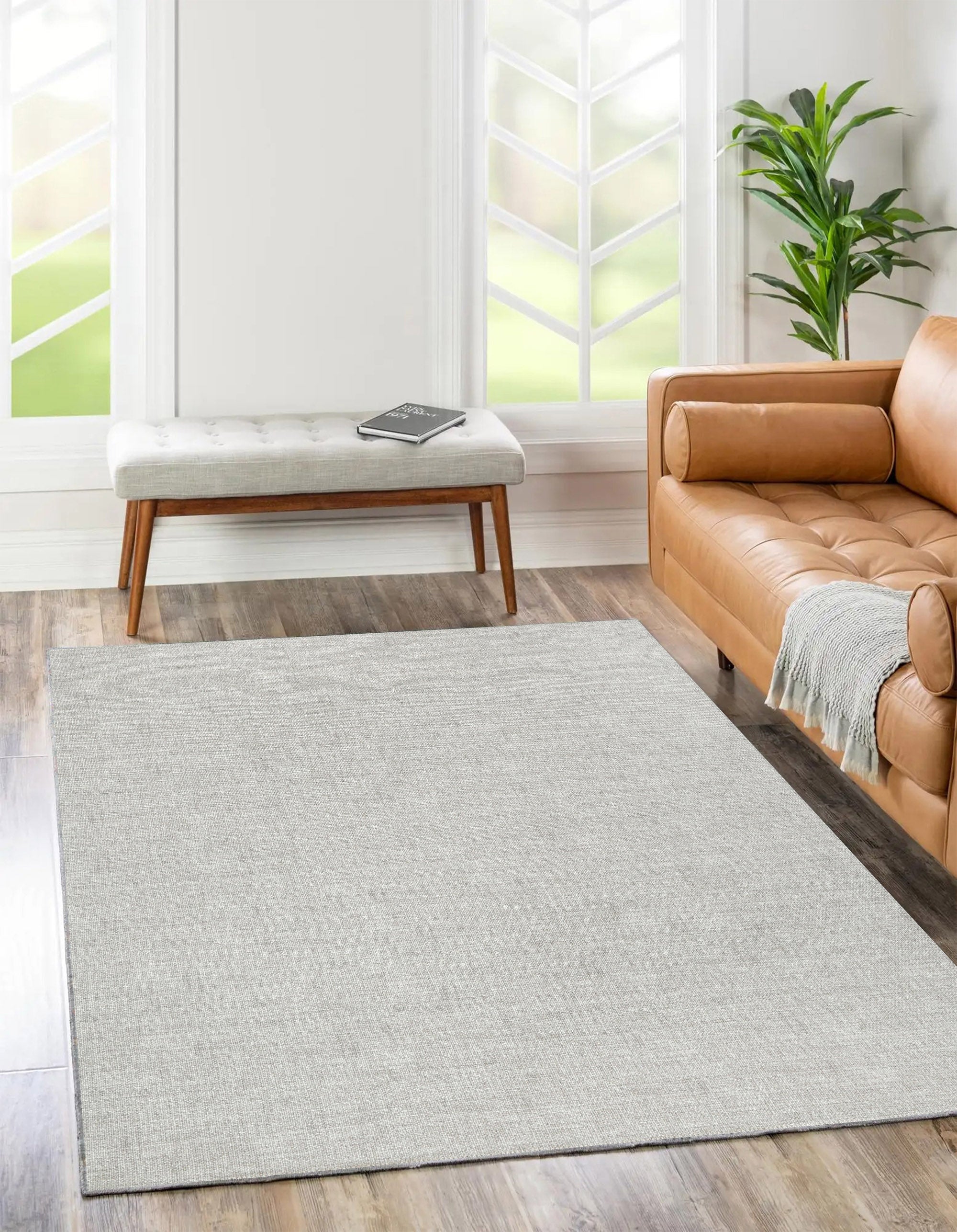 Urban Linen Solid Area Rug in Living Room