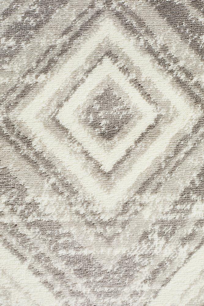 Sabrina Geo Diamonds Rug Silver Grey - Cozy Rugs Australia