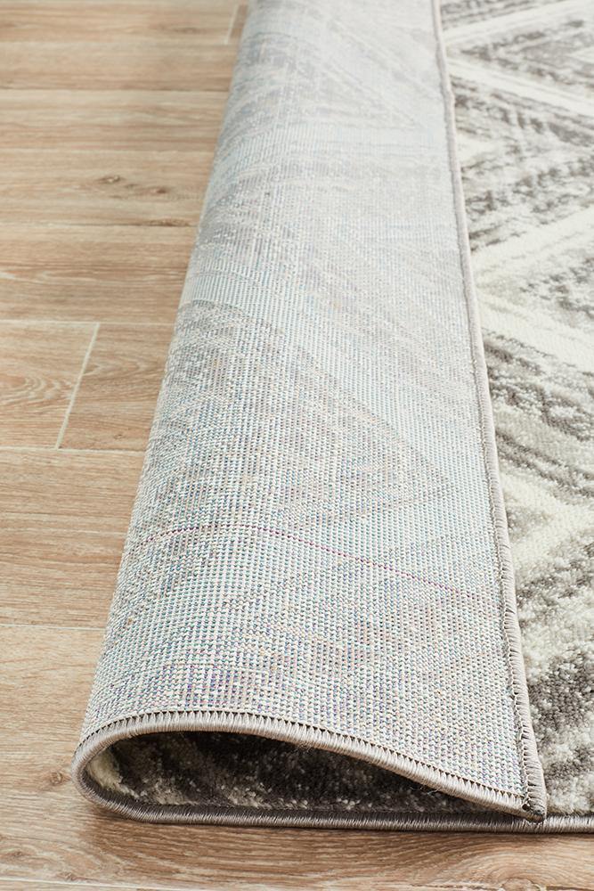 Sabrina Geo Diamonds Rug Silver Grey - Cozy Rugs Australia