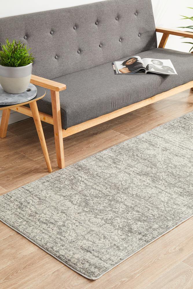 Mirage Gwyneth Stunning Transitional Silver Runner Rug - Cozy Rugs Australia