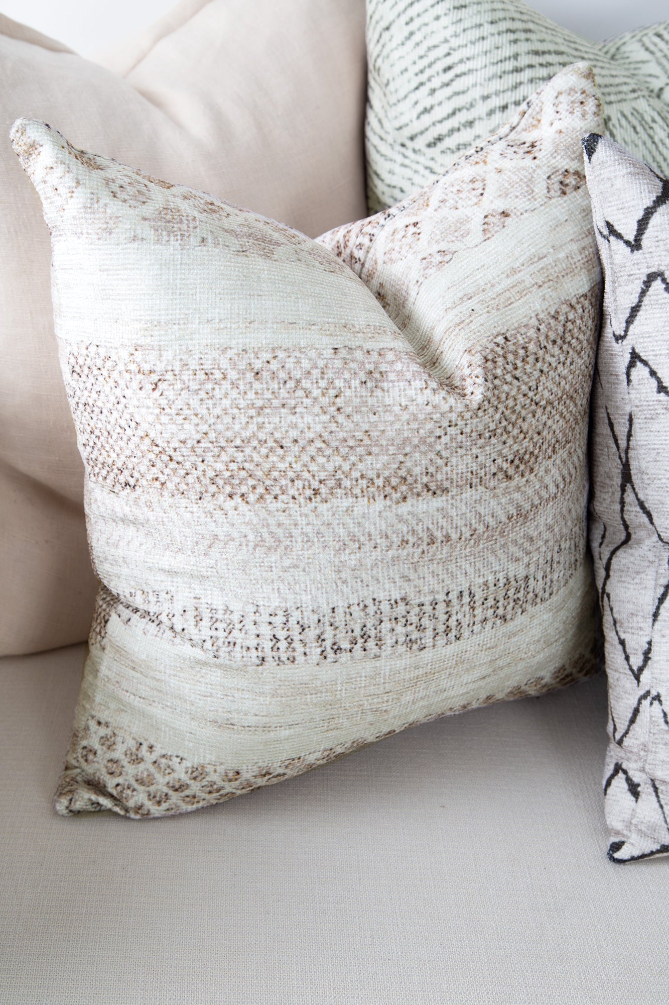 Mojave Lines Desert Beige Pillow on side