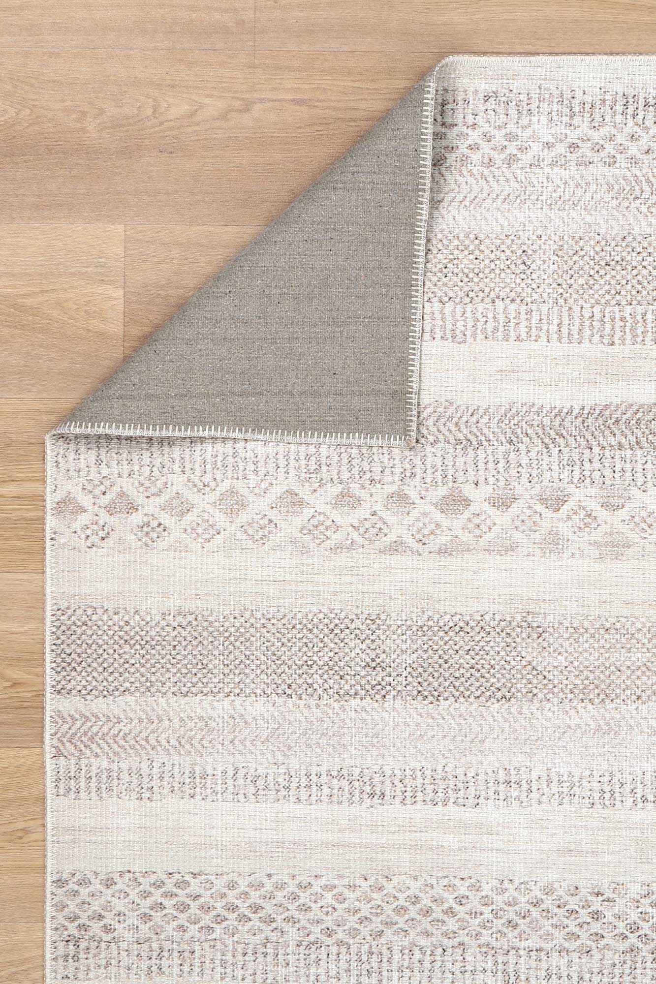 Mojave Lines Desert Beige Rug one side fold