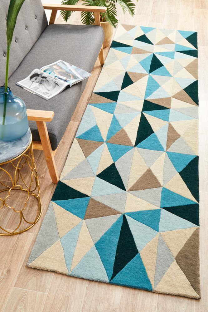 Matrix Pure Wool 901 Turquoise Runner Rug - Cozy Rugs Australia