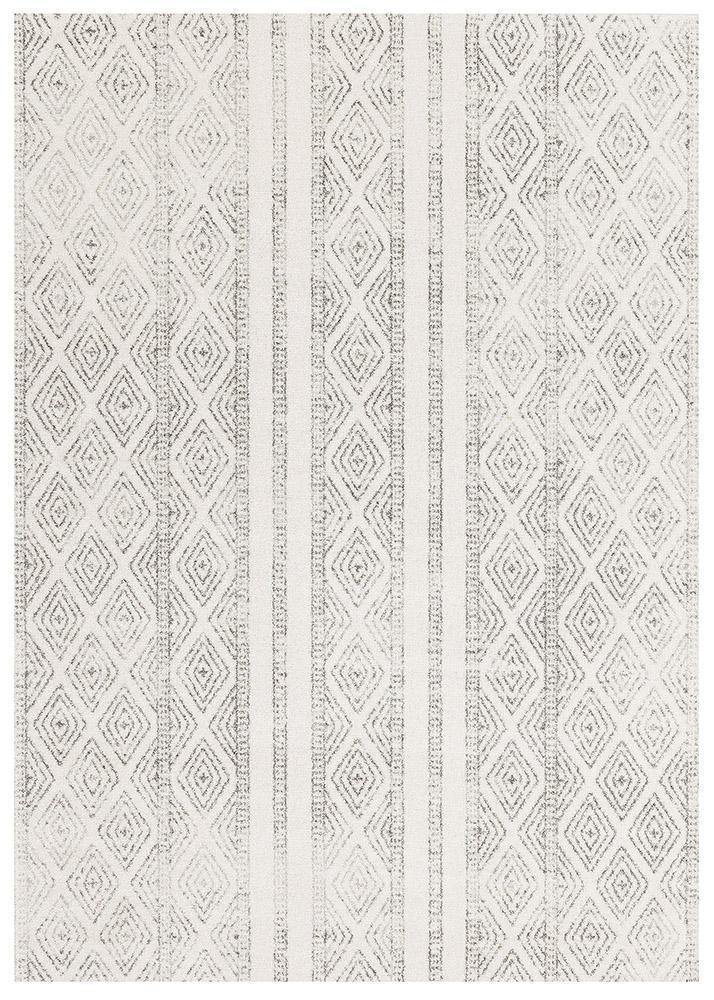 Oasis Salma White And Grey Tribal Rug - Cozy Rugs Australia