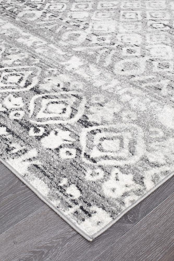 Oasis Zakira Dark Grey Tribal Rug - Cozy Rugs Australia
