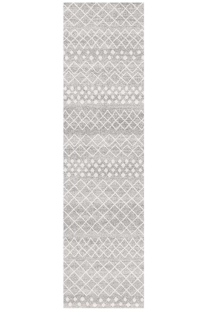 Oasis Selma Silver Tribal Runner Rug - Cozy Rugs Australia