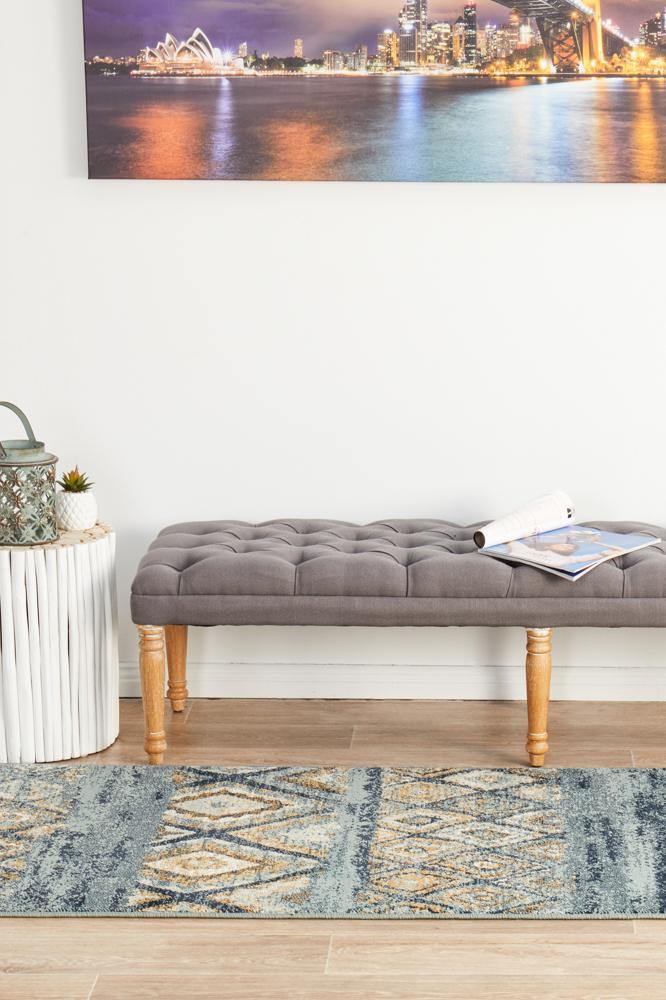 Oxford Mayfair Contrast Blue Runner Rug - Cozy Rugs Australia