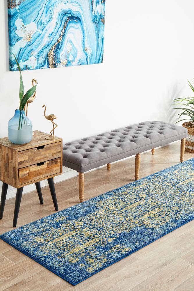 Radiance 411 Royal Blue Runner Rug - Cozy Rugs Australia