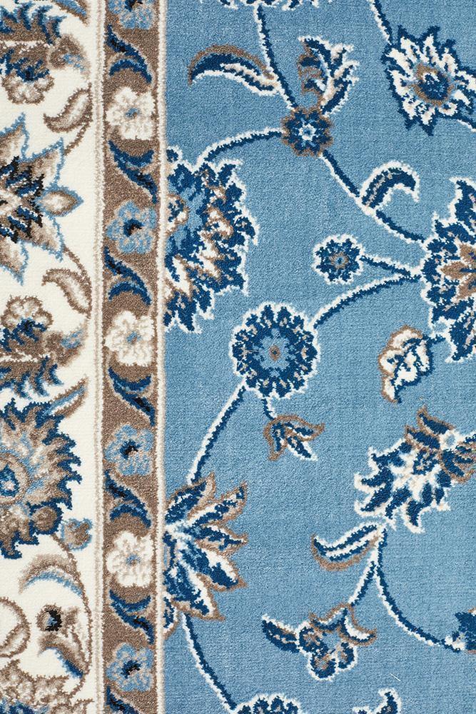 Sydney Collection Classic Rug Sky Blue with Blue Border - Cozy Rugs Australia