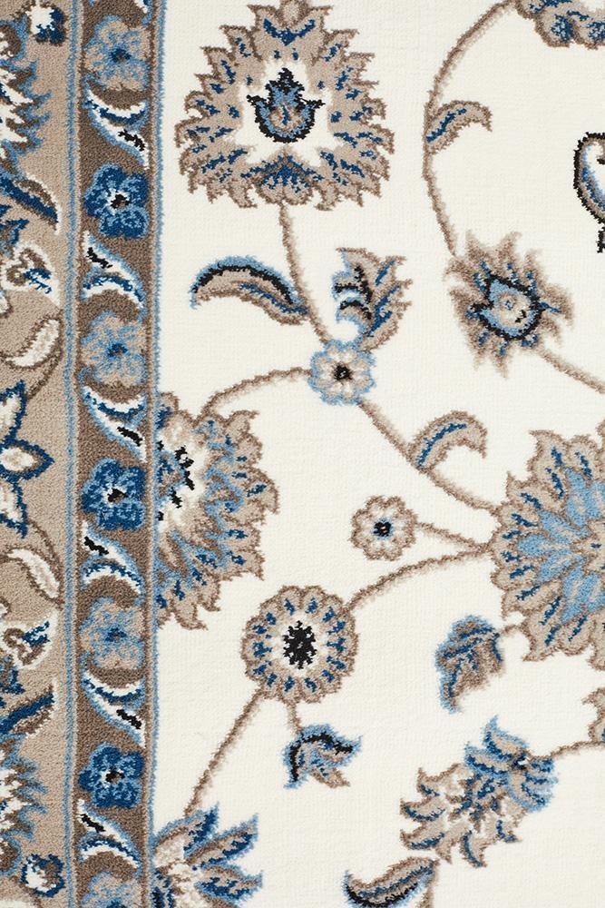 Sydney Collection Classic Rug White with Beige Border - Cozy Rugs Australia