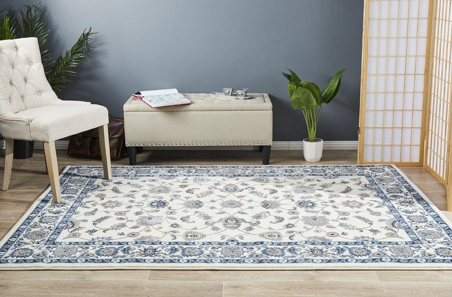 Sydney Collection Classic Rug White with White Border - Cozy Rugs Australia