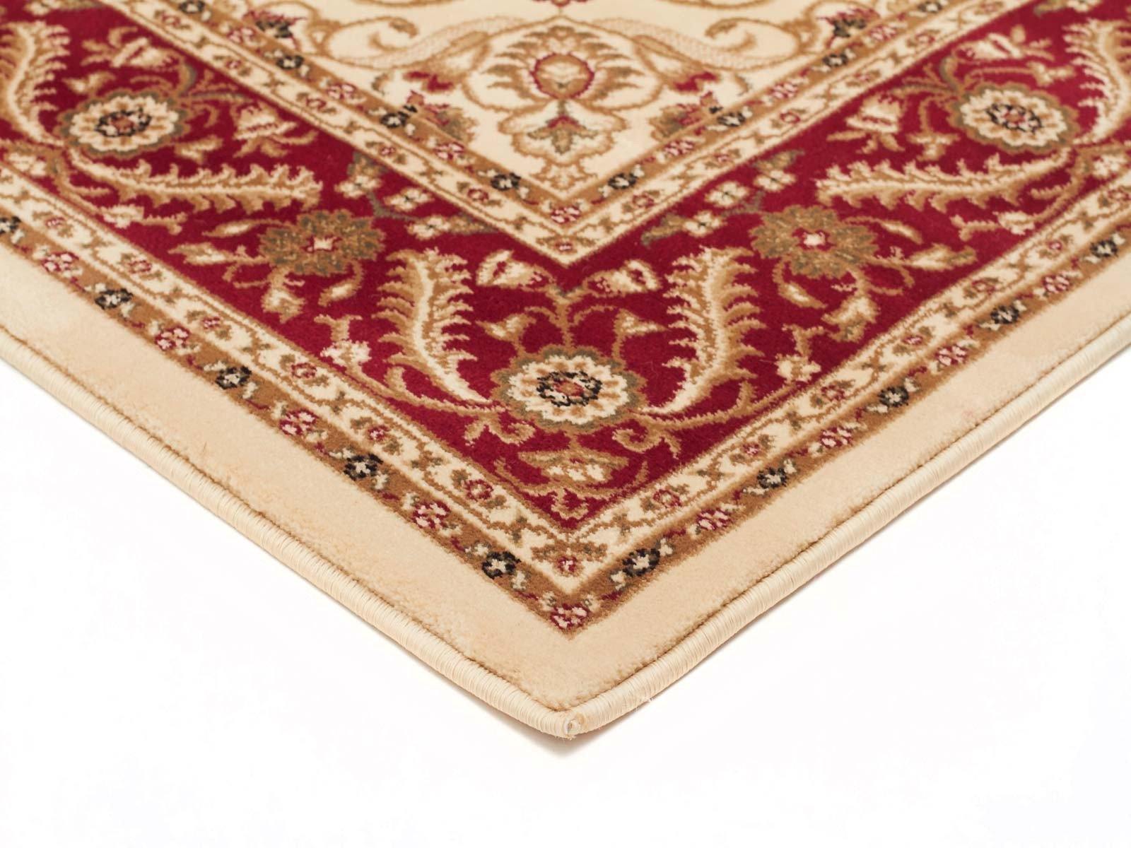 Sydney Medallion Runner Ivory with Red Border Runner Rug - Cozy Rugs Australia