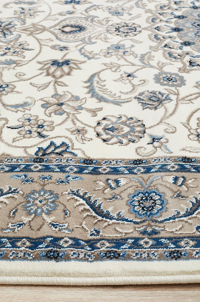 Sydney Collection Medallion Rug White with Beige Border - Cozy Rugs Australia
