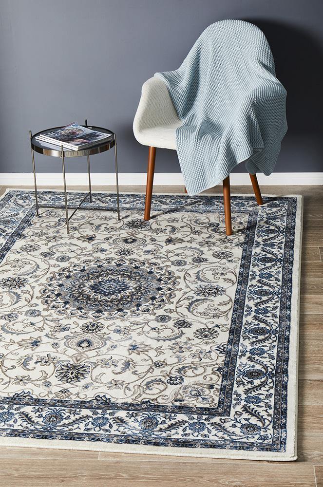 Sydney Collection Medallion Rug White with White Border - Cozy Rugs Australia