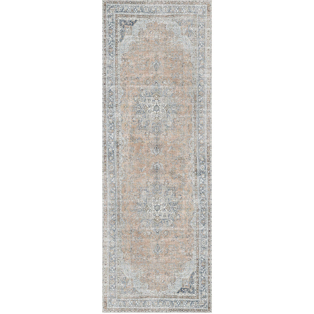 Distressed Vintage Oxus Desert in Grey : Runner Rug