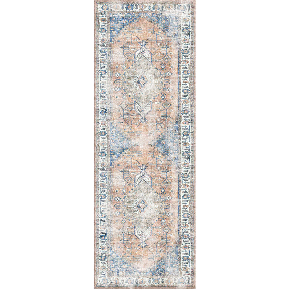 Distressed Vintage Pissarro Terracotta in Grey & Beige : Runner Rug