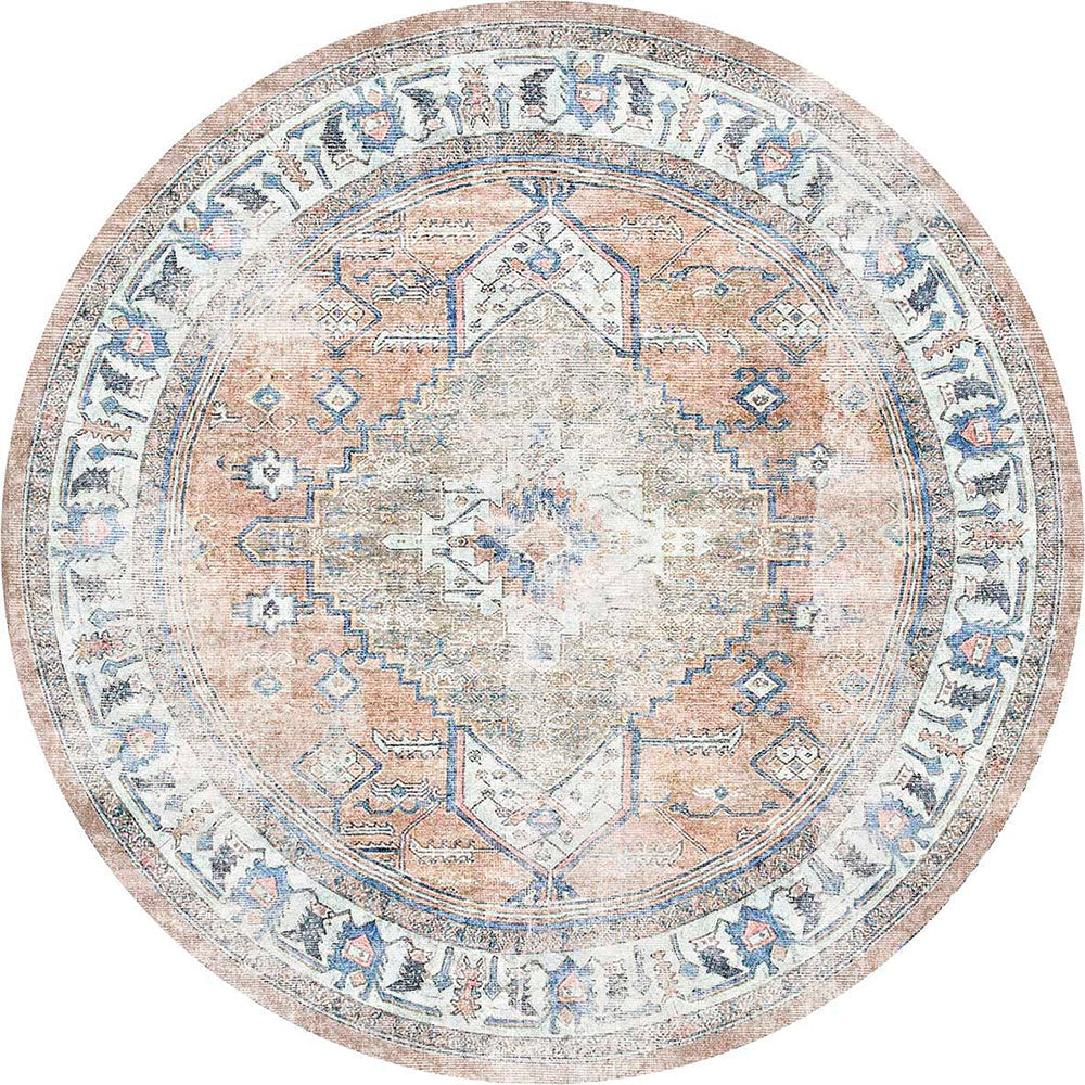 Distressed Vintage Pissarro Terracotta Sky Round Rug main