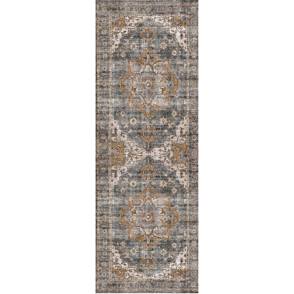 Distressed Vintage Cezanne in Grey : Runner Rug