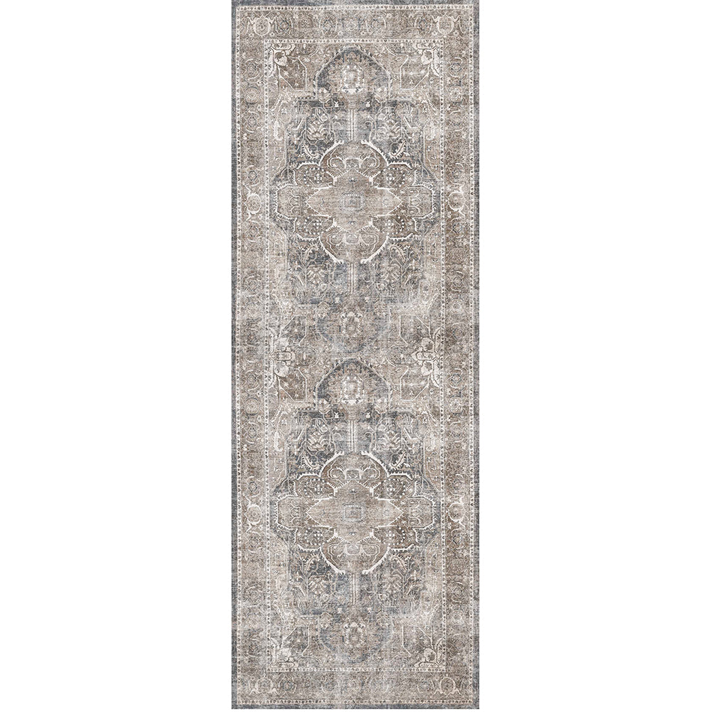 Distressed Vintage Kendra Ash in Grey : Runner Rug