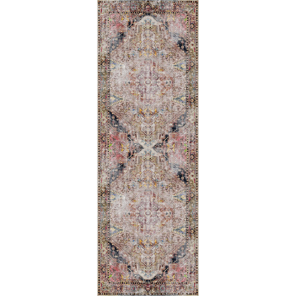 Distressed Vintage Derya in Multicolor : Runner Rug