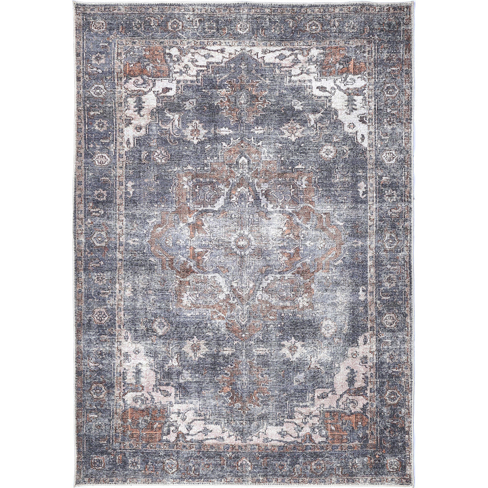 Distressed Vintage Cezanne Rabbit Gray Inca Gold Area Rug