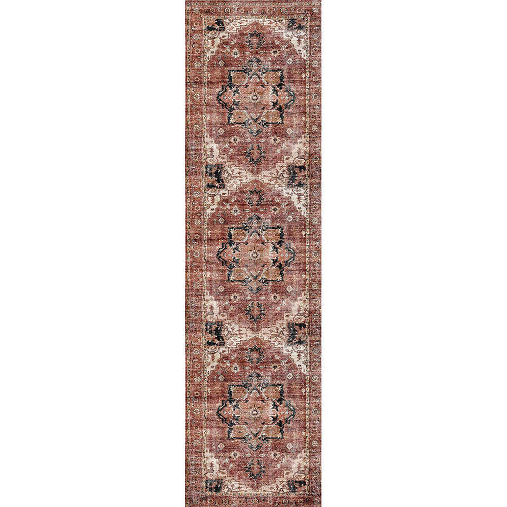 Distressed Vintage Cezanne Area in Multicolor : Runner Rug