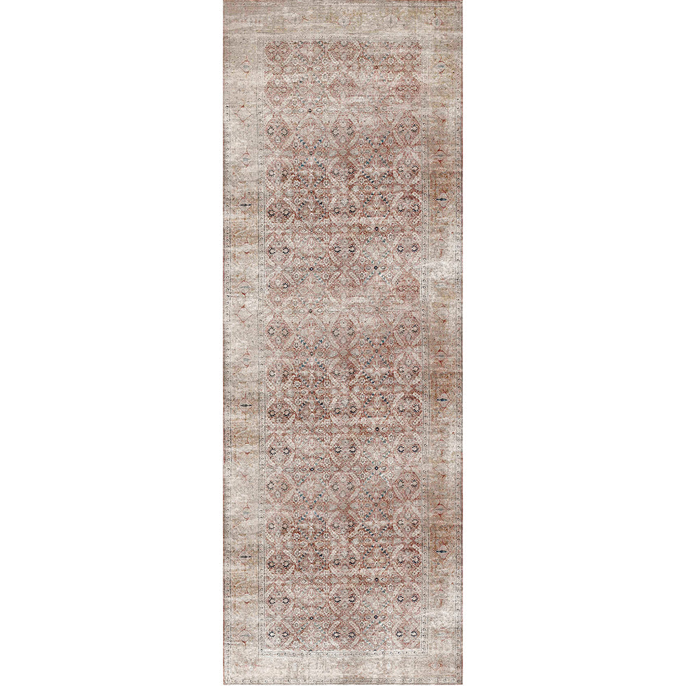 Distressed Vintage Levent in Beige : Runner Rug