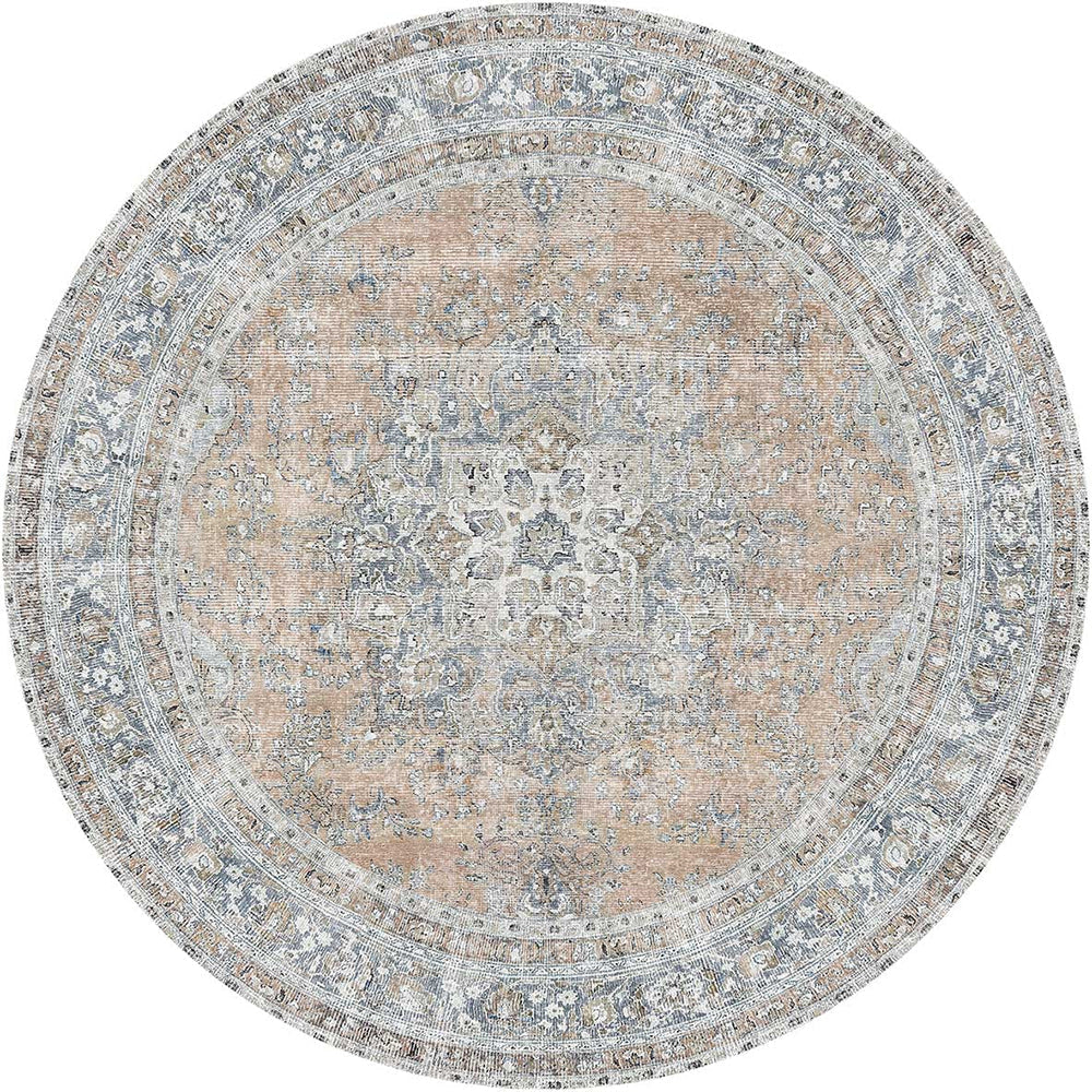 Distressed Vintage Oxus Desert Round Rug main