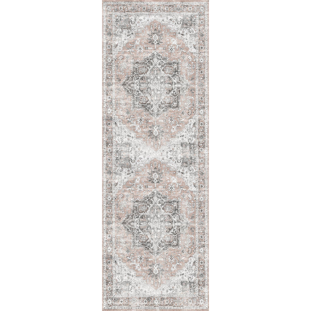 Distressed Vintage Cezanne Area in Multicolor : Runner Rug