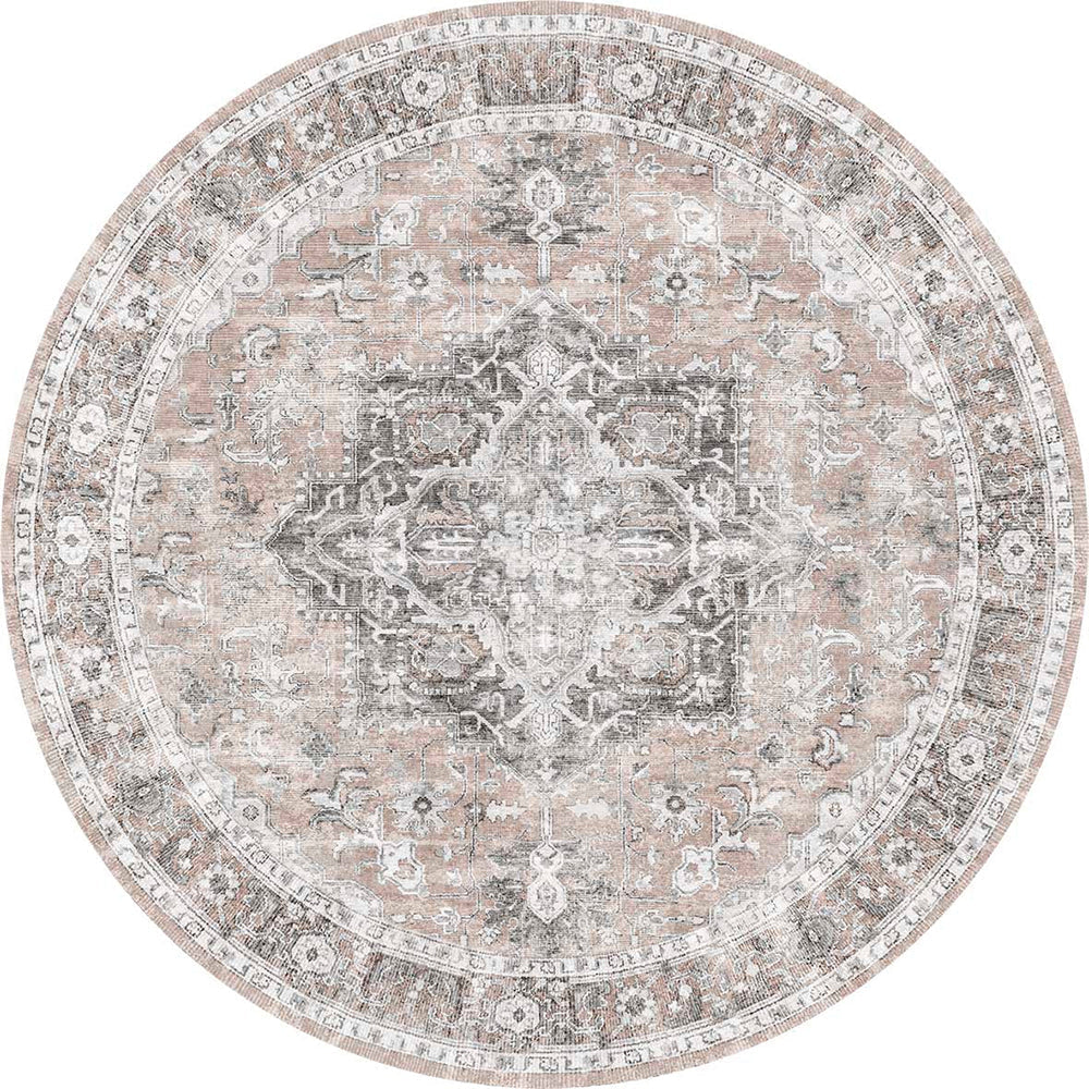 Distressed Vintage Cezanne Blush Round Rug quality