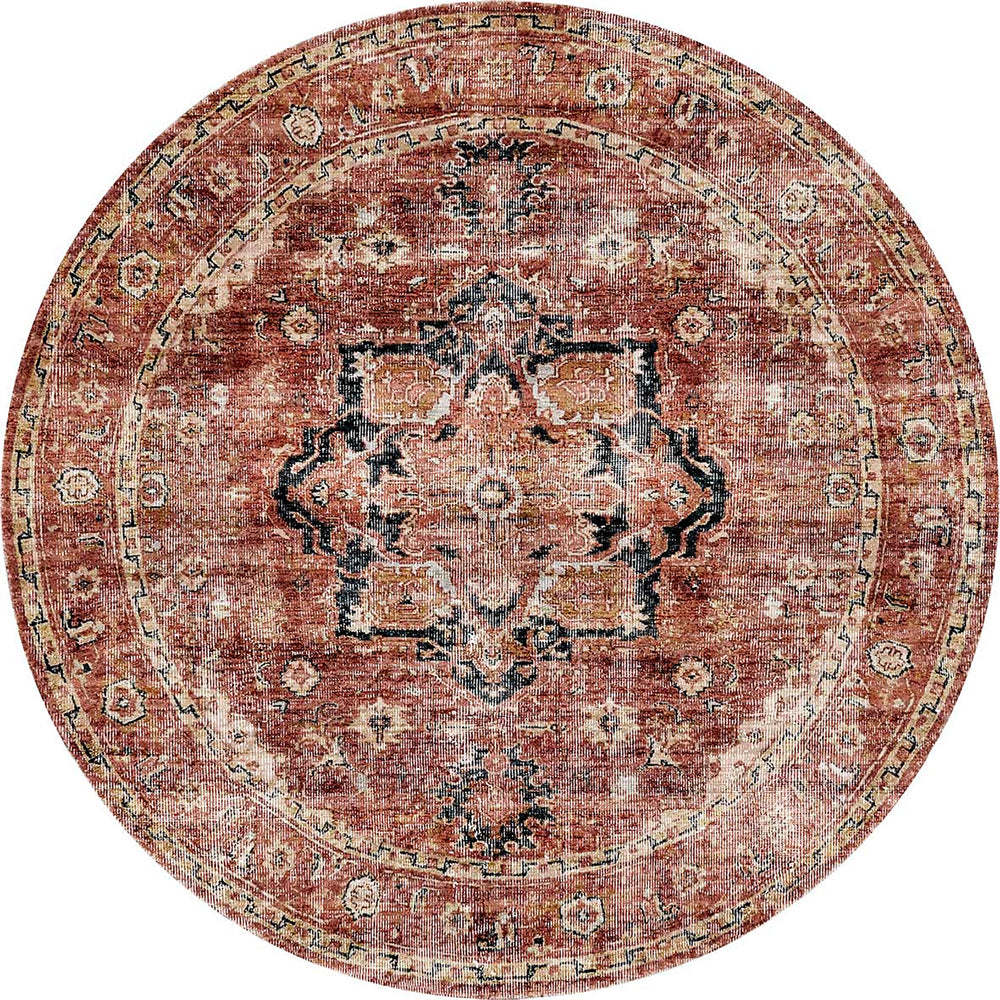 Distressed Vintage Cezanne Terracotta Round Rug main