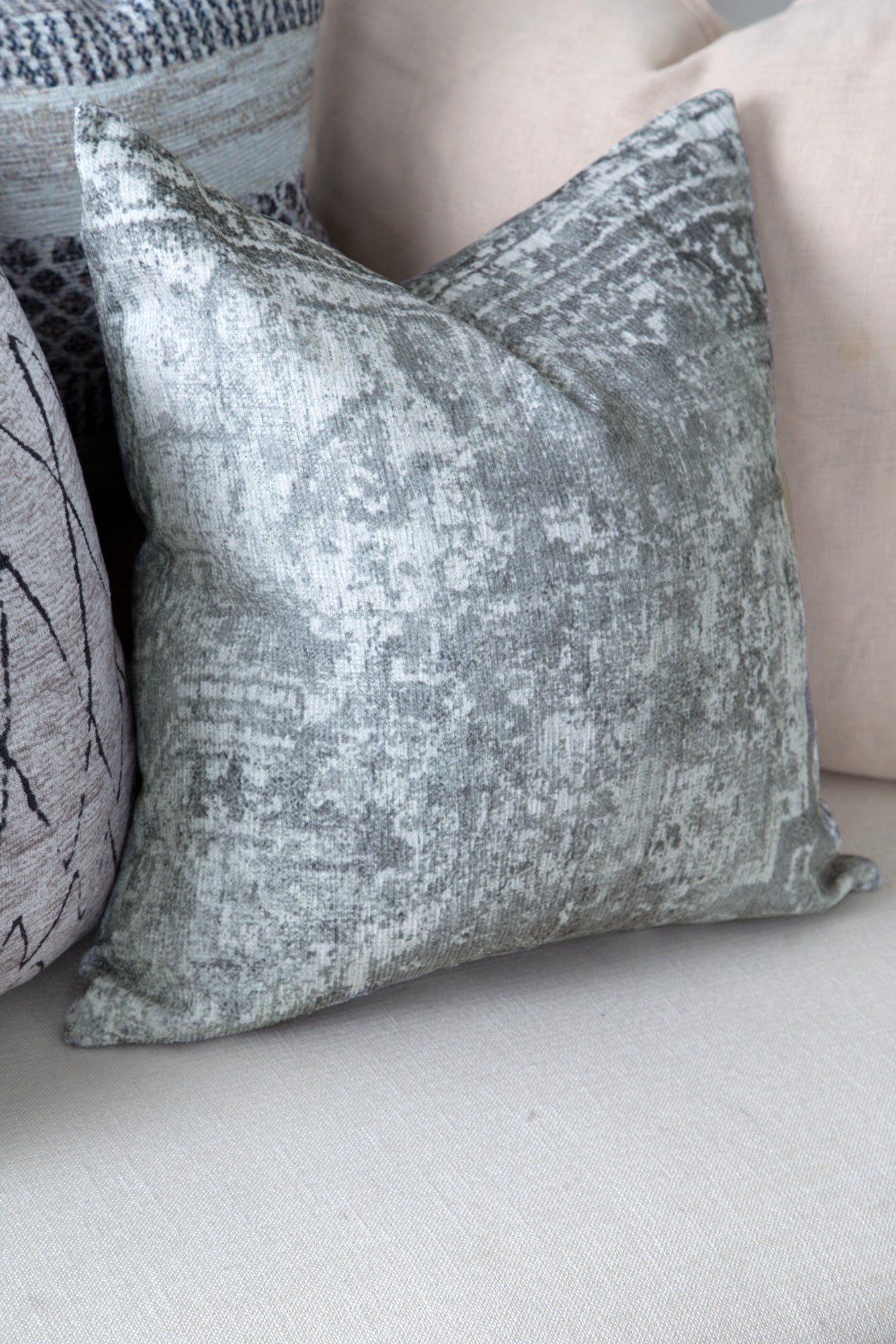 Distressed Vintage Chilaz Grey Pillow main