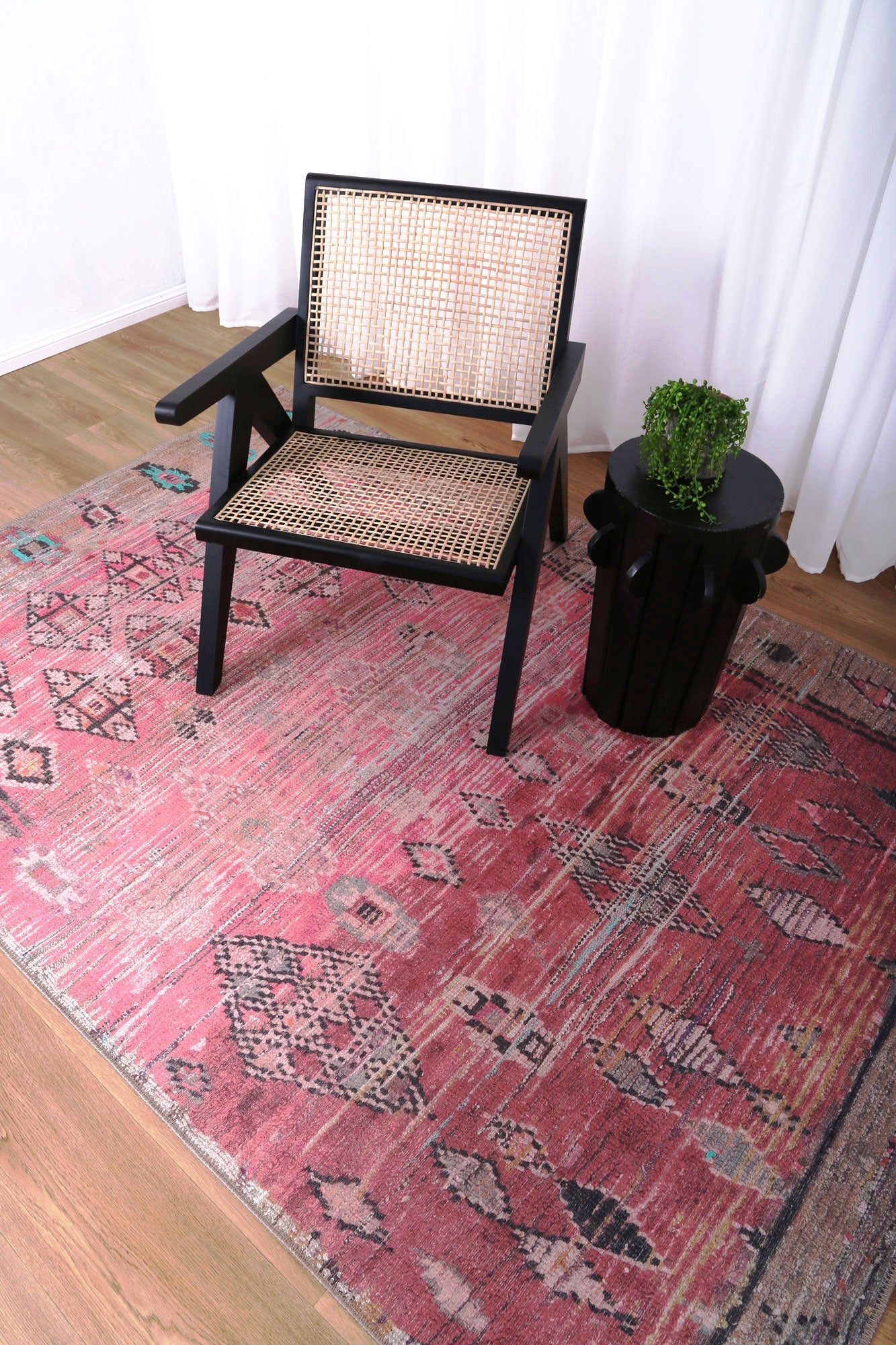 Vintage Chaima Tribal Rose Rug Runner modern