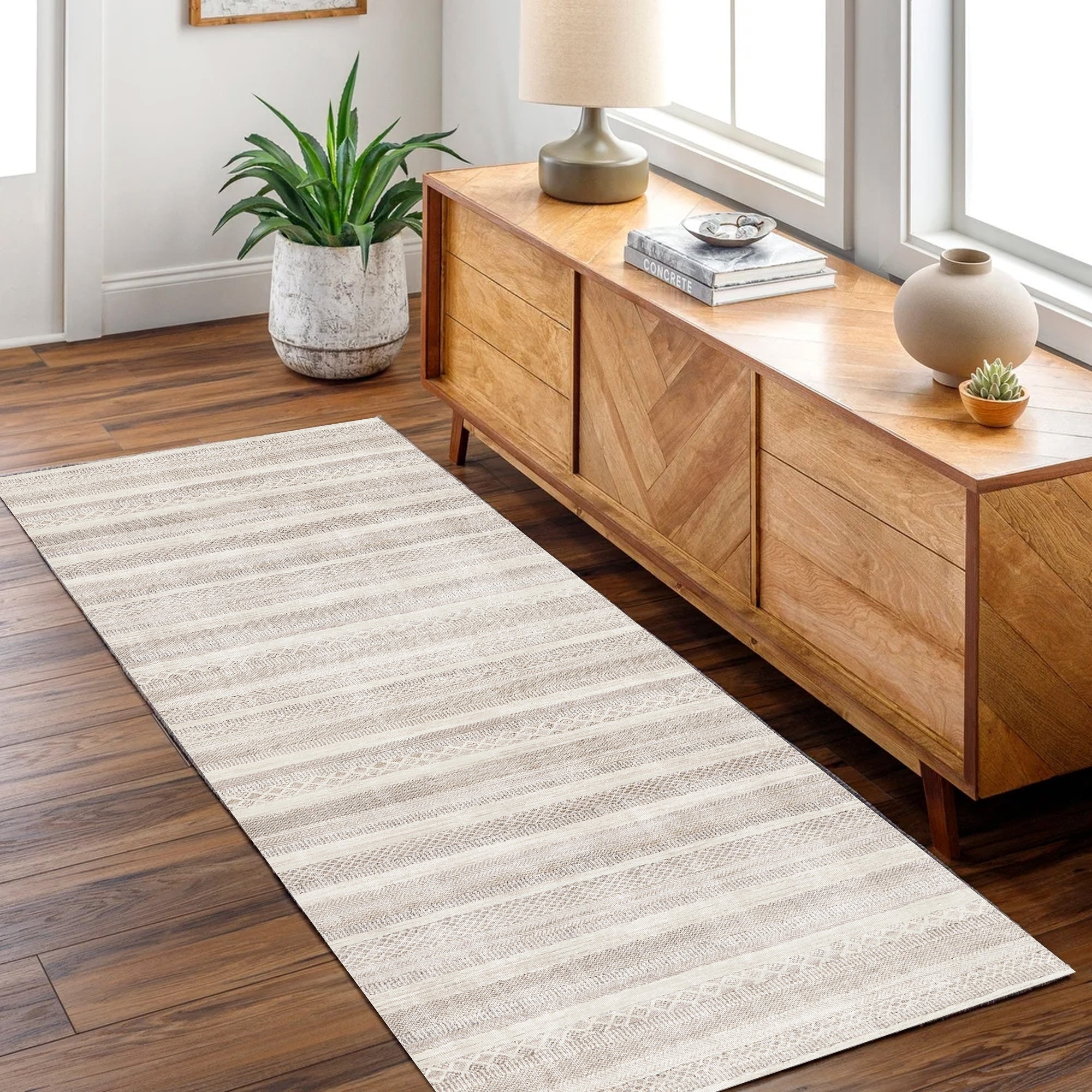 Mojave Lines Desert Beige Runner on floor