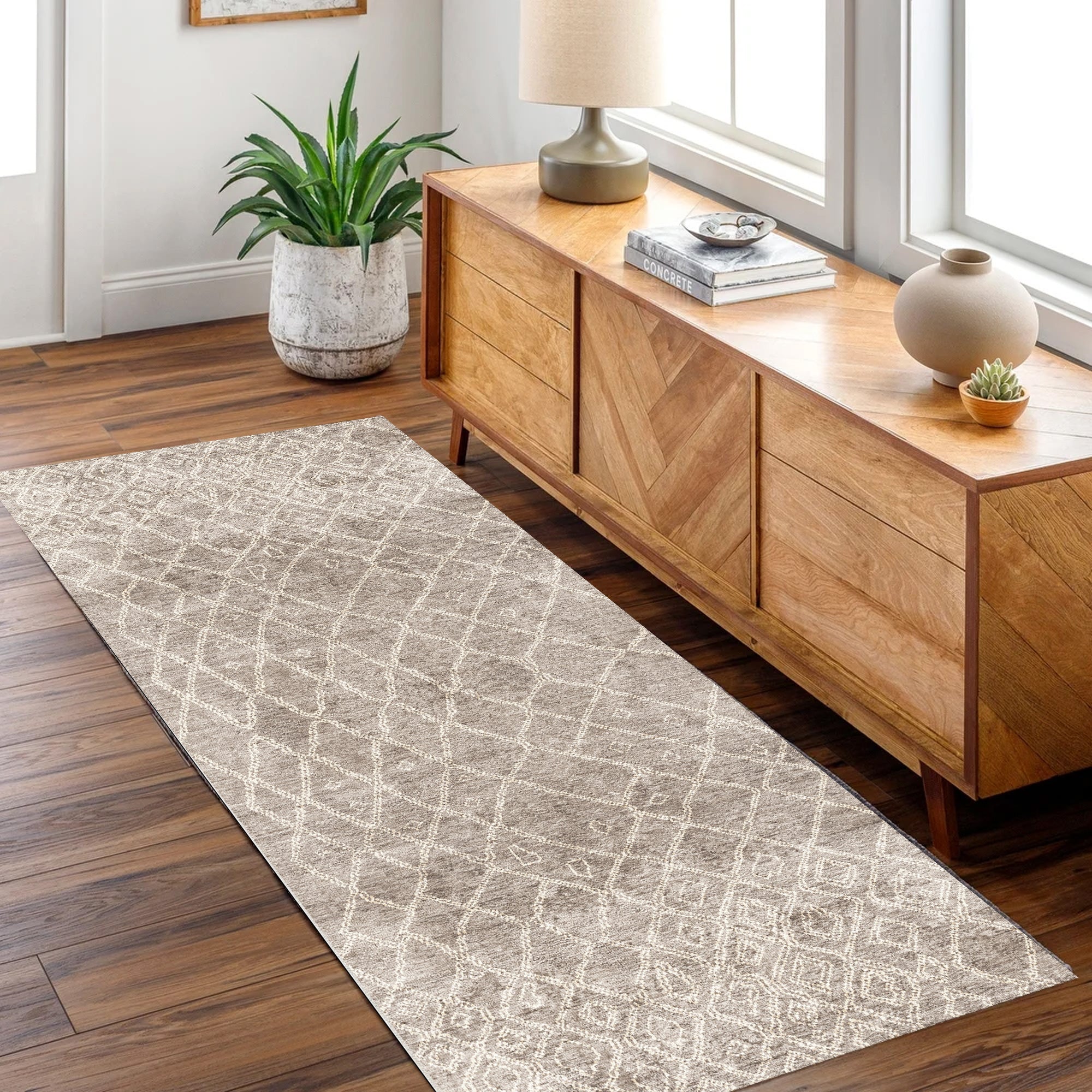 Nordic Nahla Beige Runner in living room