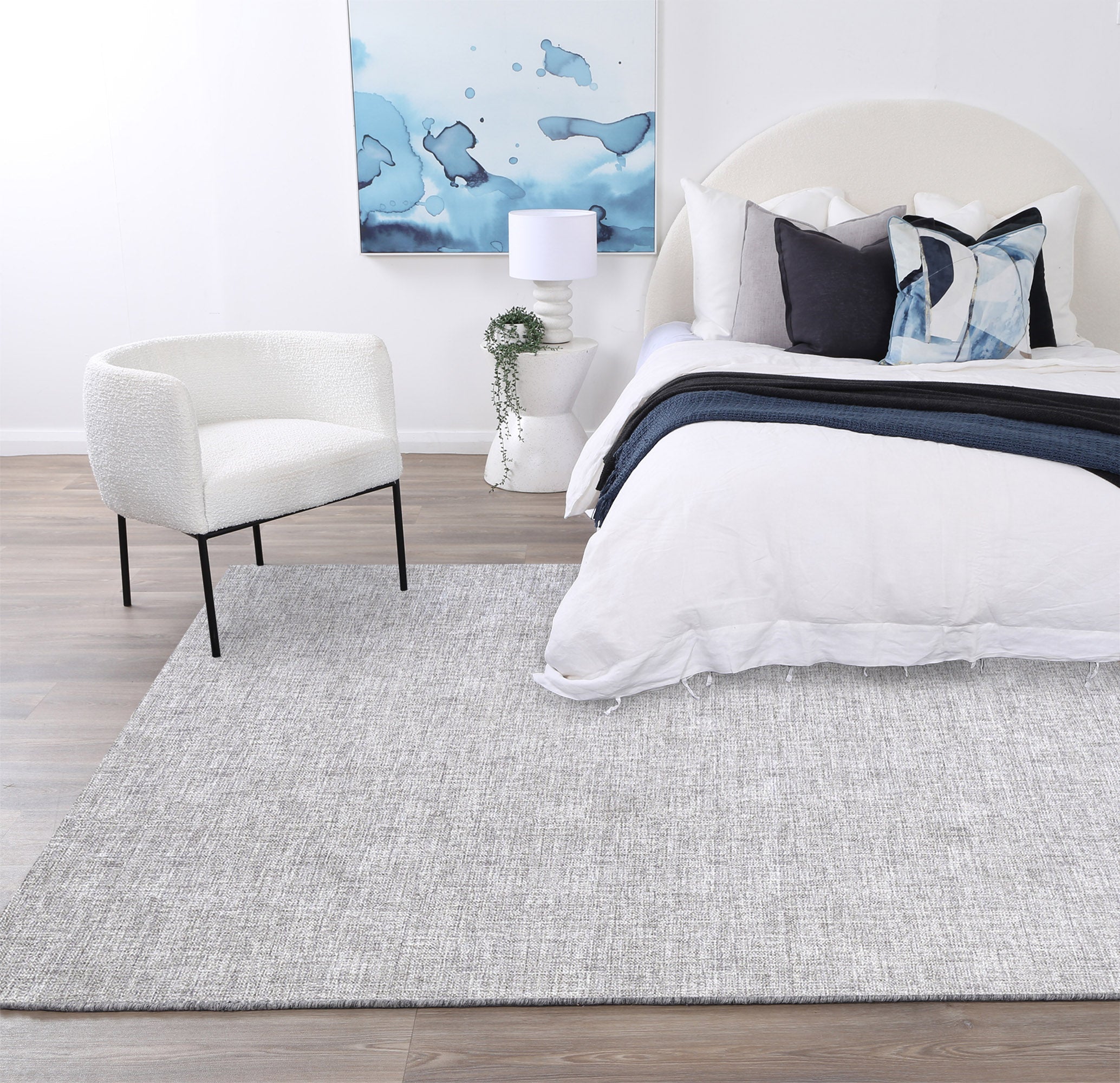 Urban Zinc Solid Area Rug in bedroom